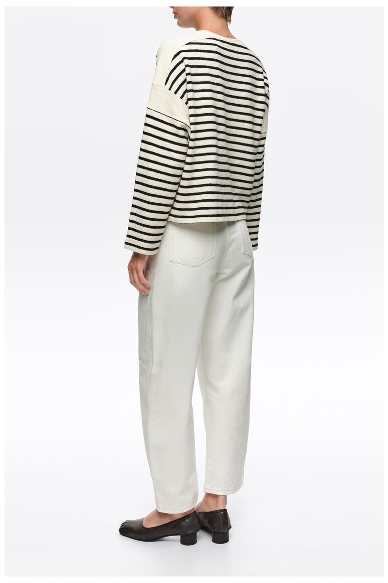Striped Cotton Boat Neck T-Shirt, Alternate, color, IVORY