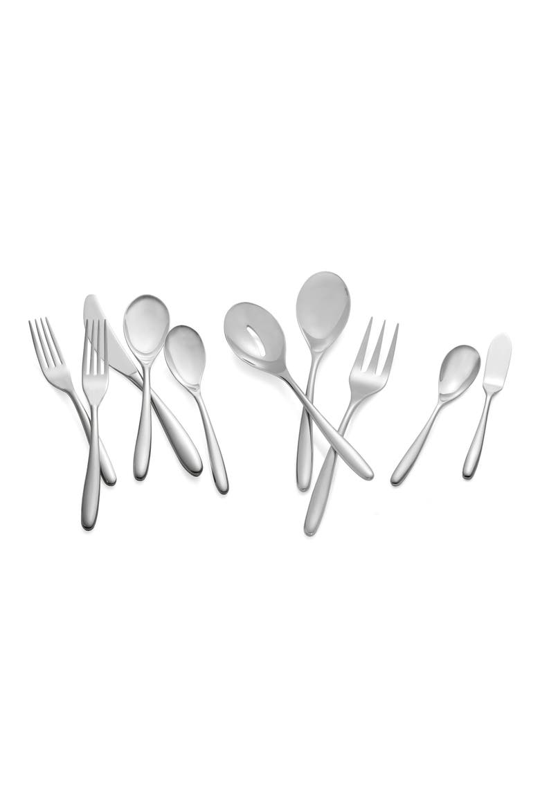 'Bend' 45-Piece Flatware Set, Alternate, color, SILVER
