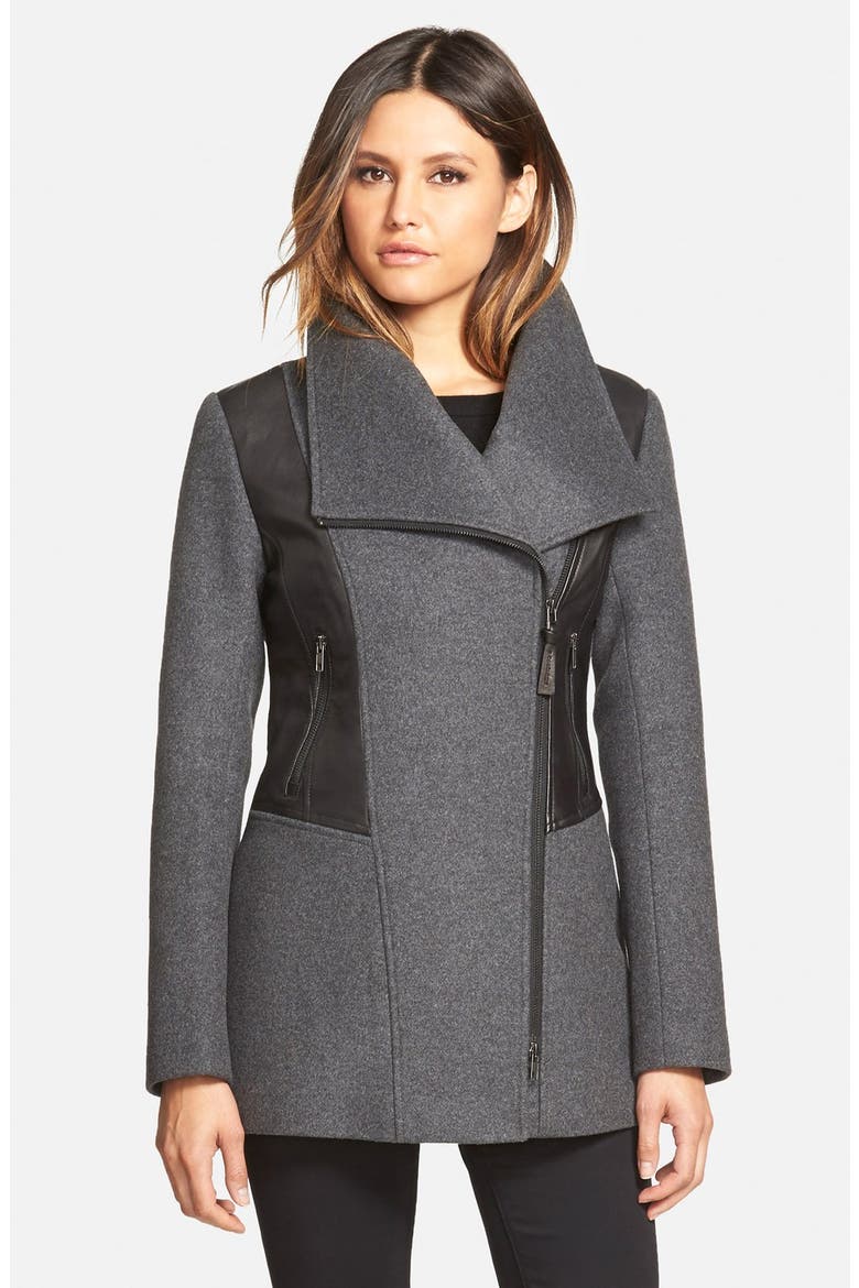 Wide Collar Wool Blend Coat, Main, color, CHARCOAL