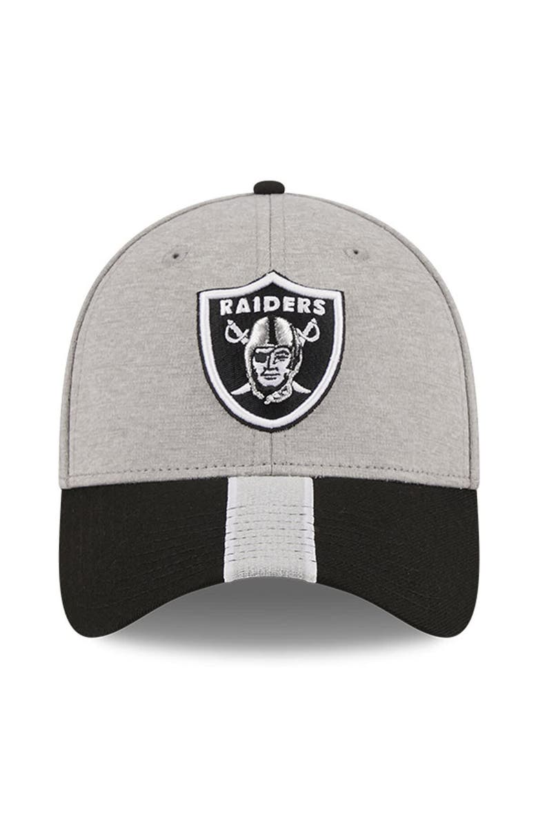 New Era Men's New Era Heather Gray/Black Las Vegas Raiders Striped 39THIRTY Flex Hat, Alternate, color, Heather Gray