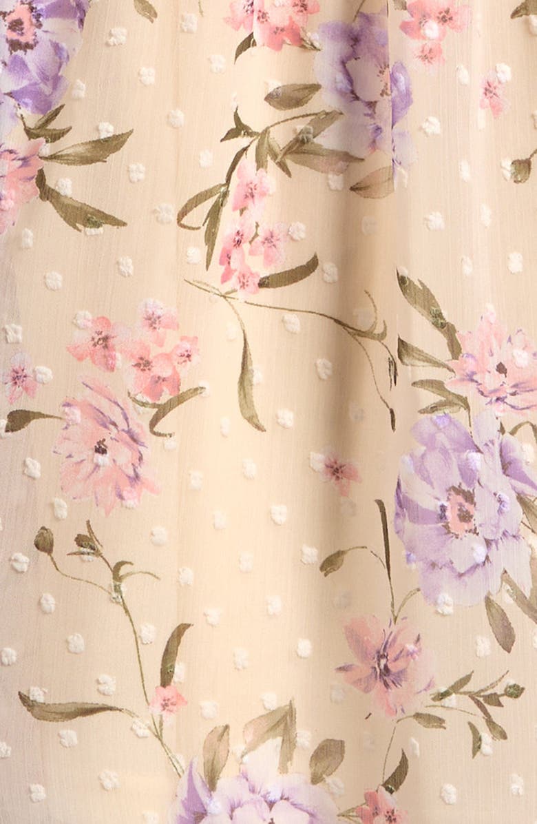 Ava & Yelly Kids' Smocked Puff Sleeve Party Dress, Alternate, color, Ivory Multi