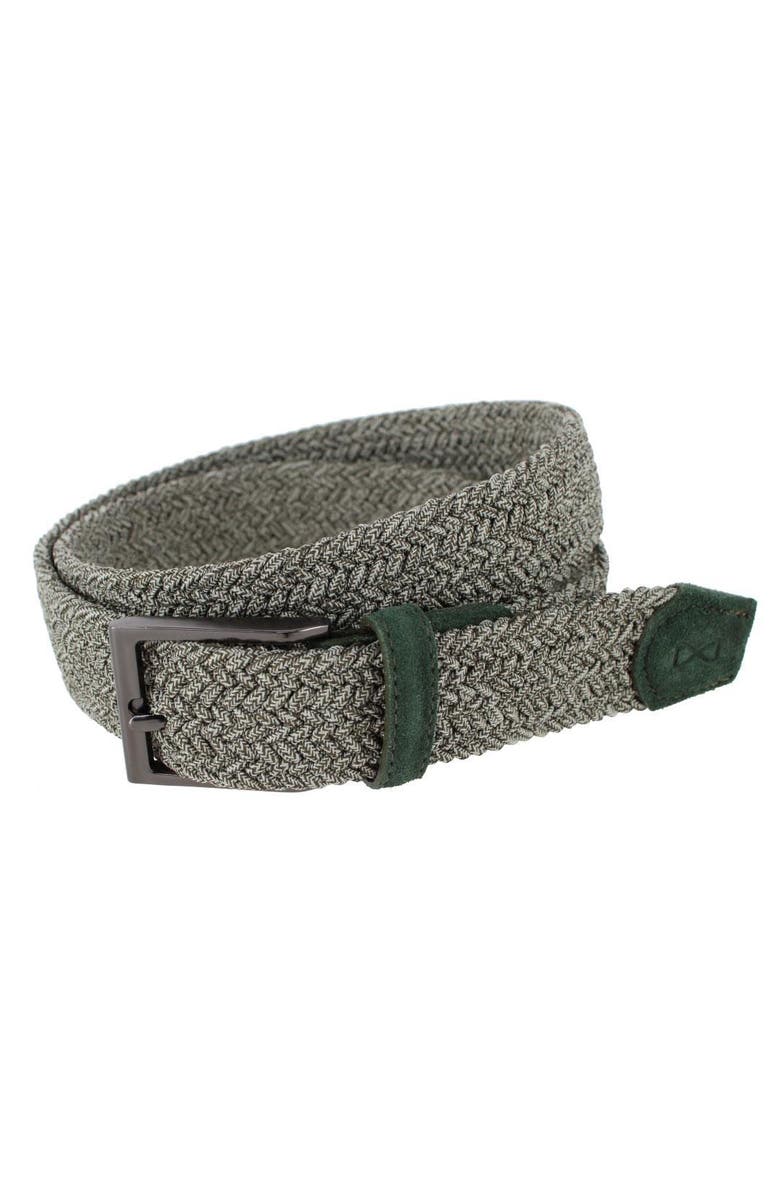 Trafalgar Big and Tall Madden Marble Weave 35mm Golf Stetch Belt, Main, color, Khaki