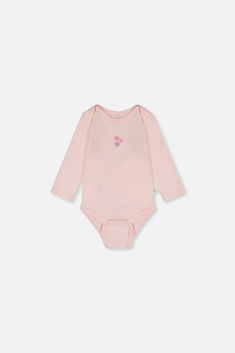 Organic Cotton Long Sleeve Flower Romper, Alternate, color, Very Pale Pink