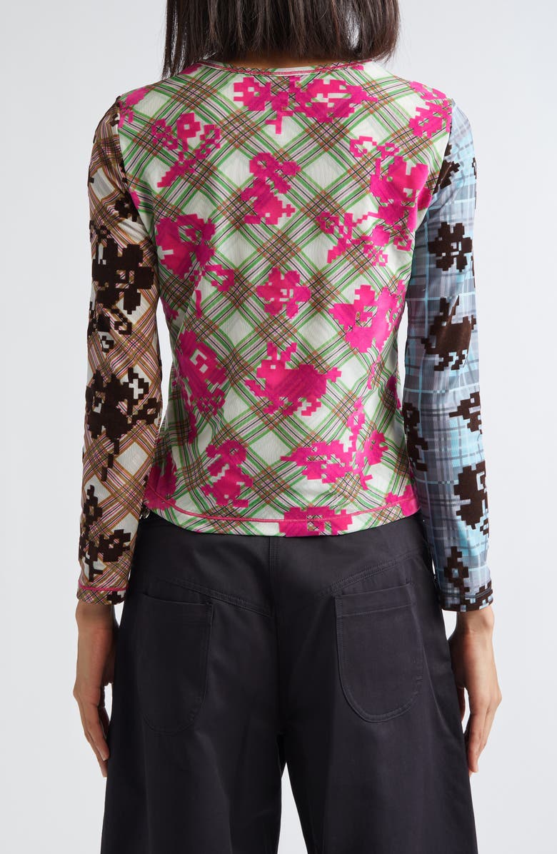 Chopova Lowena Pixel Bunny Flocked Mesh Top, Alternate, color, Green/ Blue/ Pink/ Black