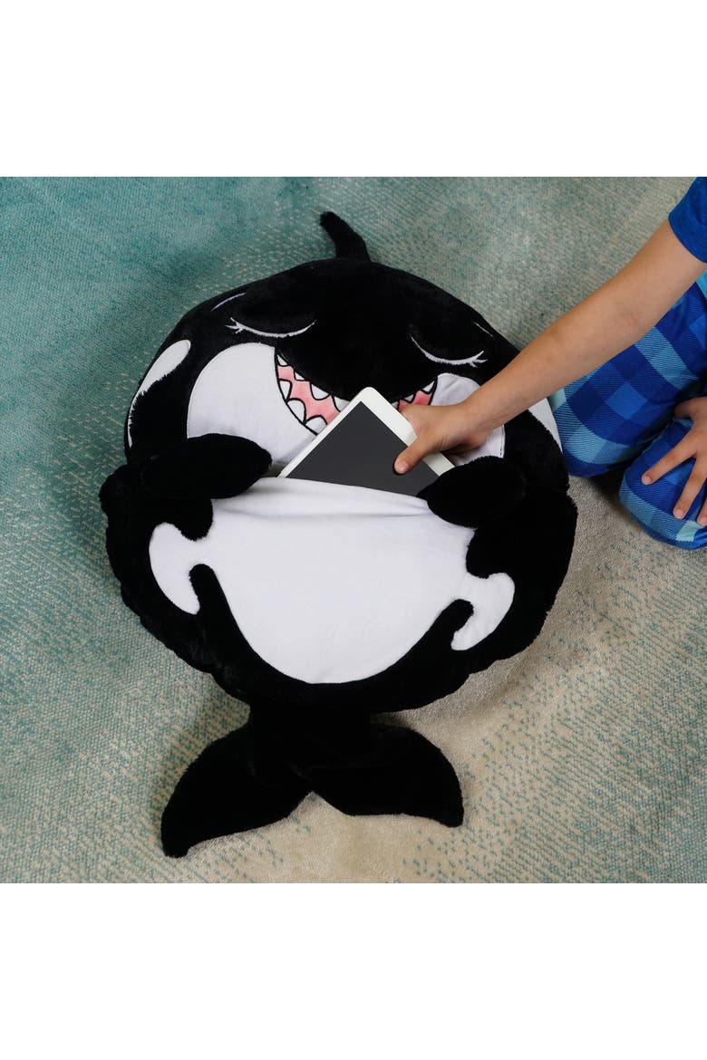 Pillow and Sleepy Sack Medium Ozzy The Black Shark, Alternate, color, Black