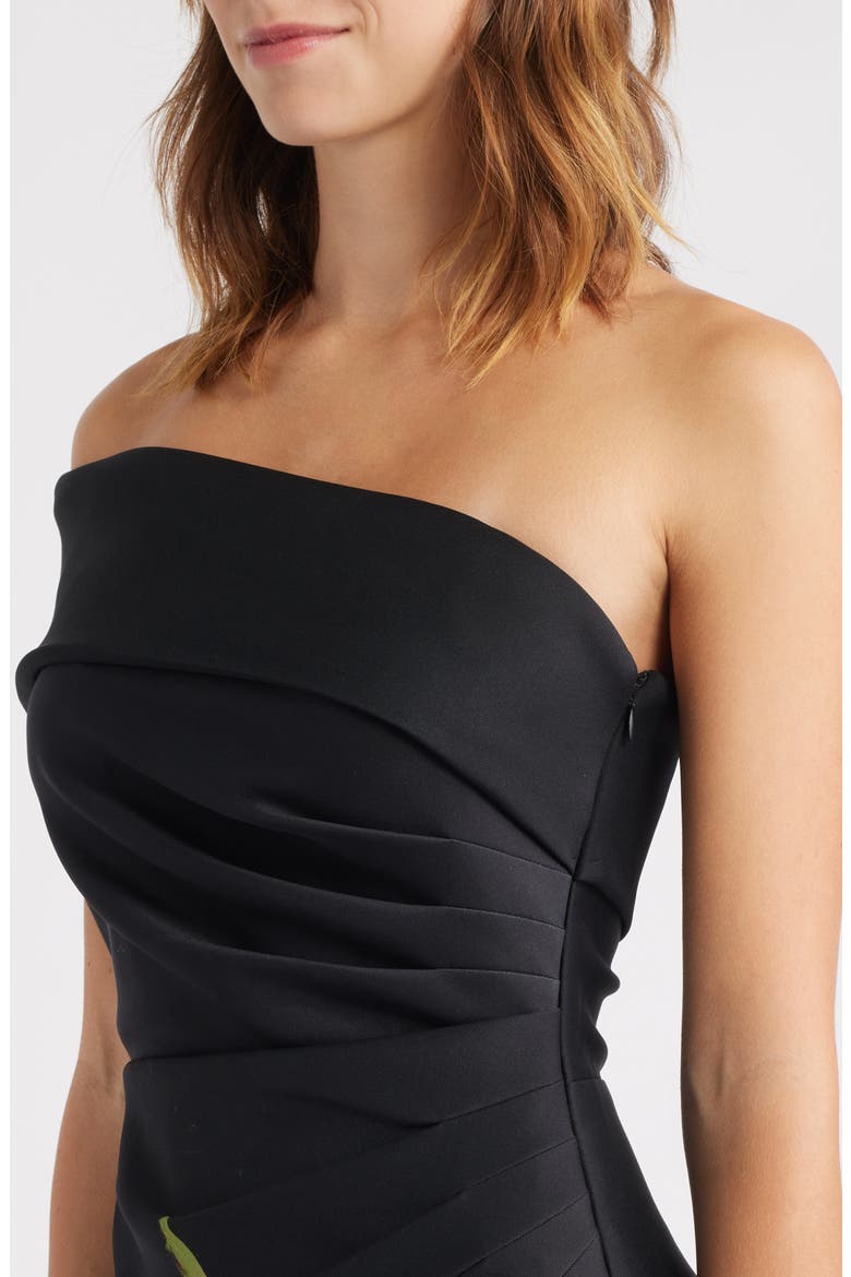 Placed Floral One-Shoulder Gown, Alternate, color, BLACK MULTI