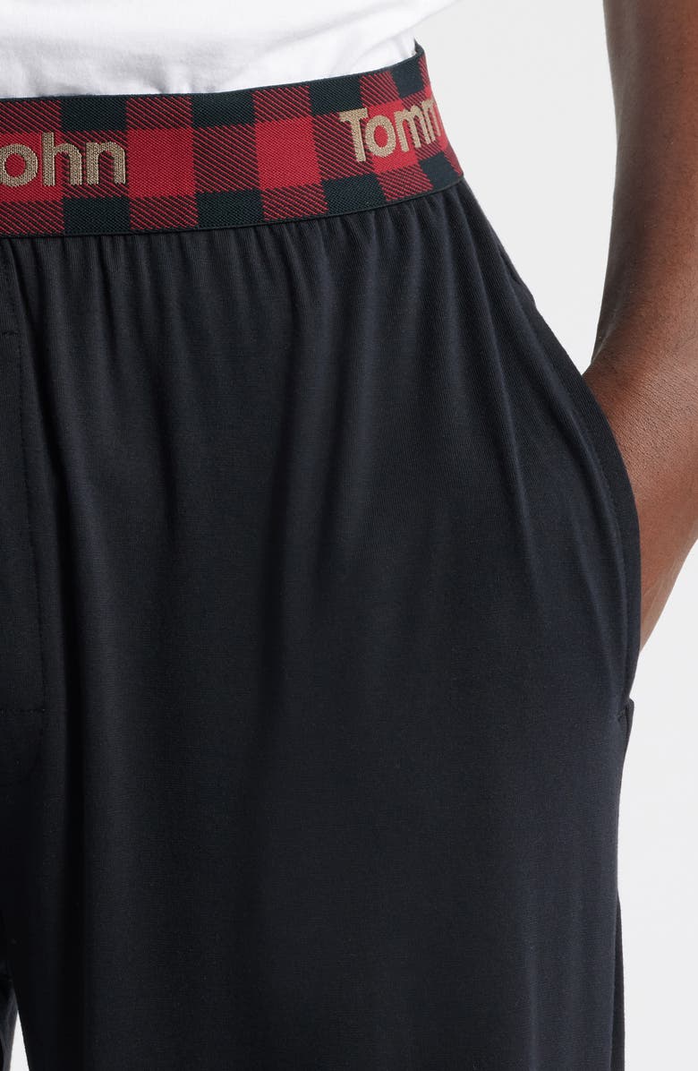 Tommy John Second Skin Modal Blend Pajama Pants, Alternate, color, Black/ Plaid Rhubarb
