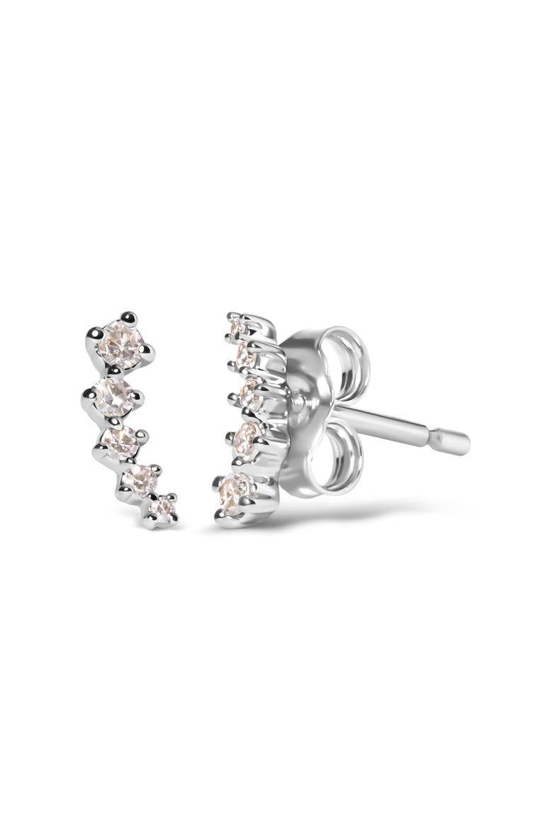 10K White Gold 1/10 Ct Diamond Journey Style Climber Stud Earrings, Alternate, color, White