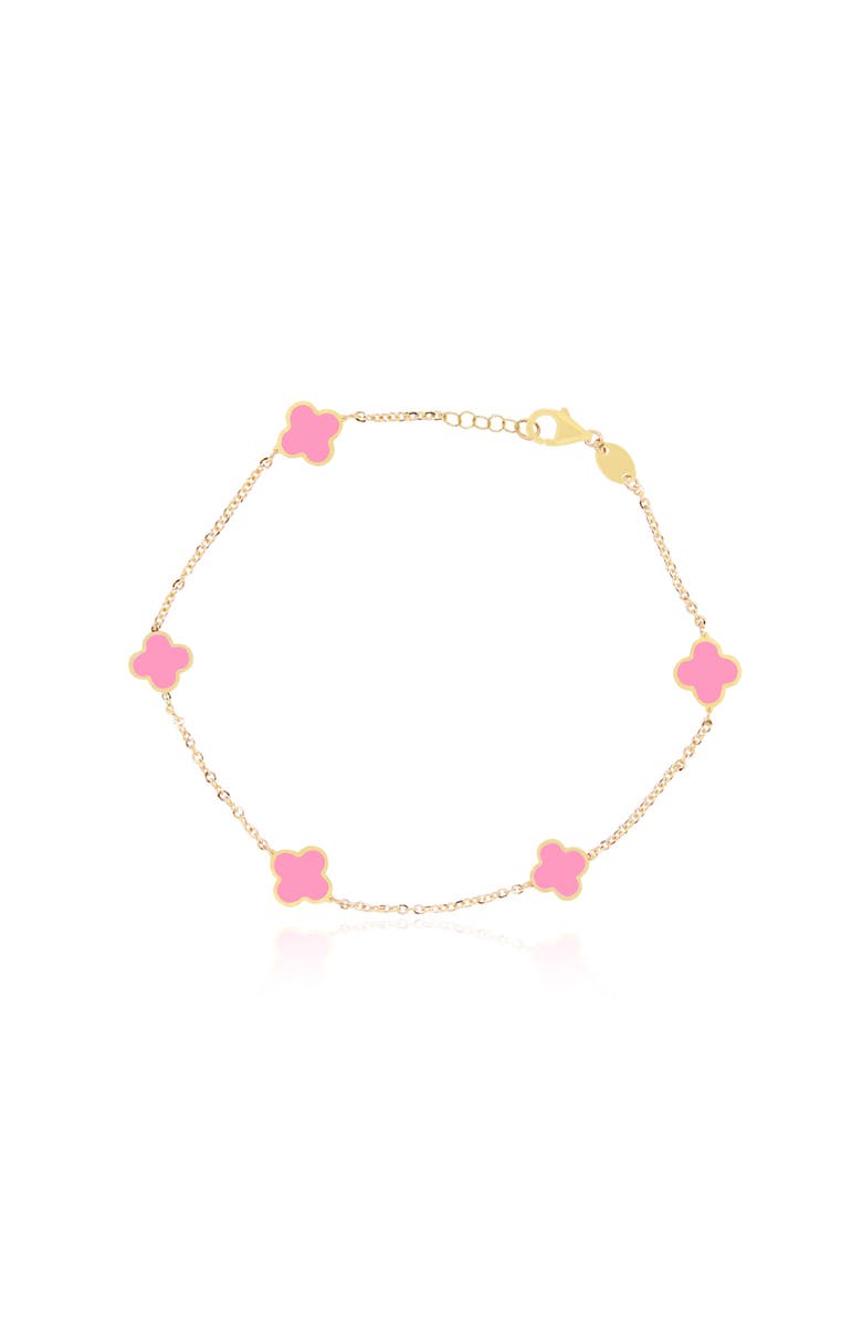The Lovery Fine Jewelry Mini Bubblegum Pink Clover Bracelet, Main, color, Bubblegum Pink