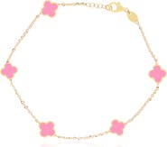 The Lovery Fine Jewelry Mini Bubblegum Pink Clover Bracelet