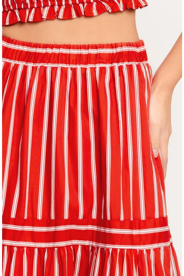 Stripe Tiered Cotton Maxi Skirt, Alternate, color, RED/ WHITE