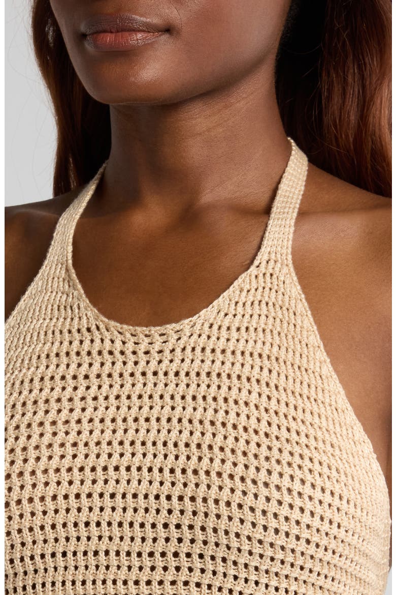Open Stitch Halter Crop Cover-Up Top, Alternate, color, NATURAL