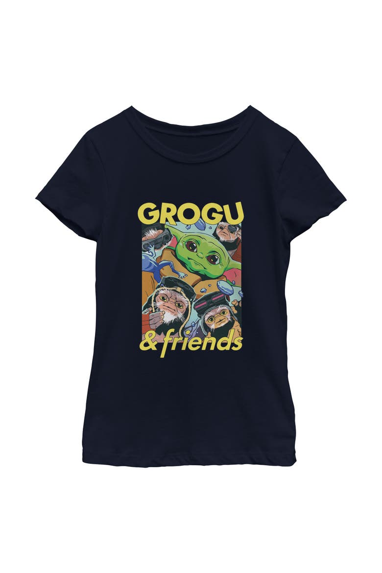 Girls' The Child And Friends Collage Graphic Short Sleeve T-Shirt, Main, color, Navy Blue