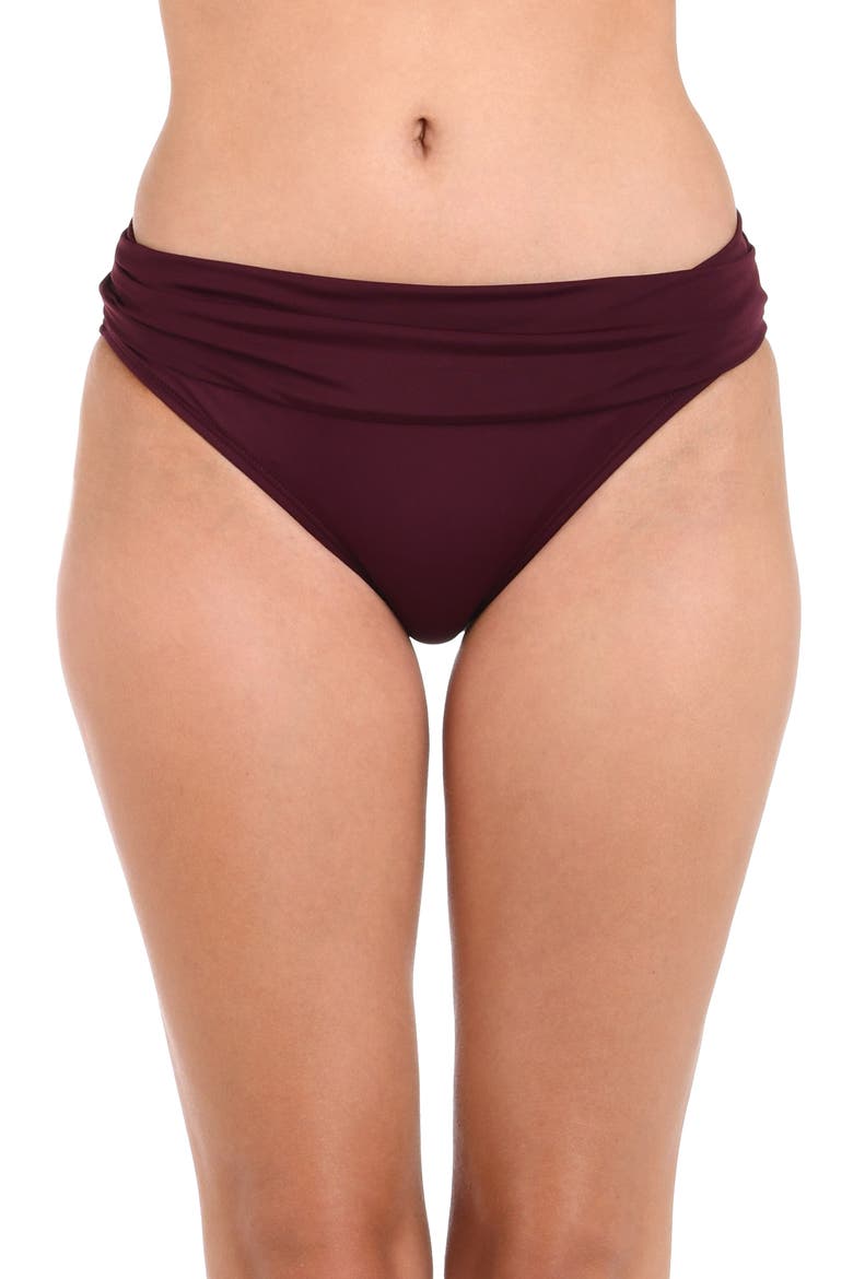 Island Goddess Hipster Bikini Bottoms, Main, color, DARK CHERRY