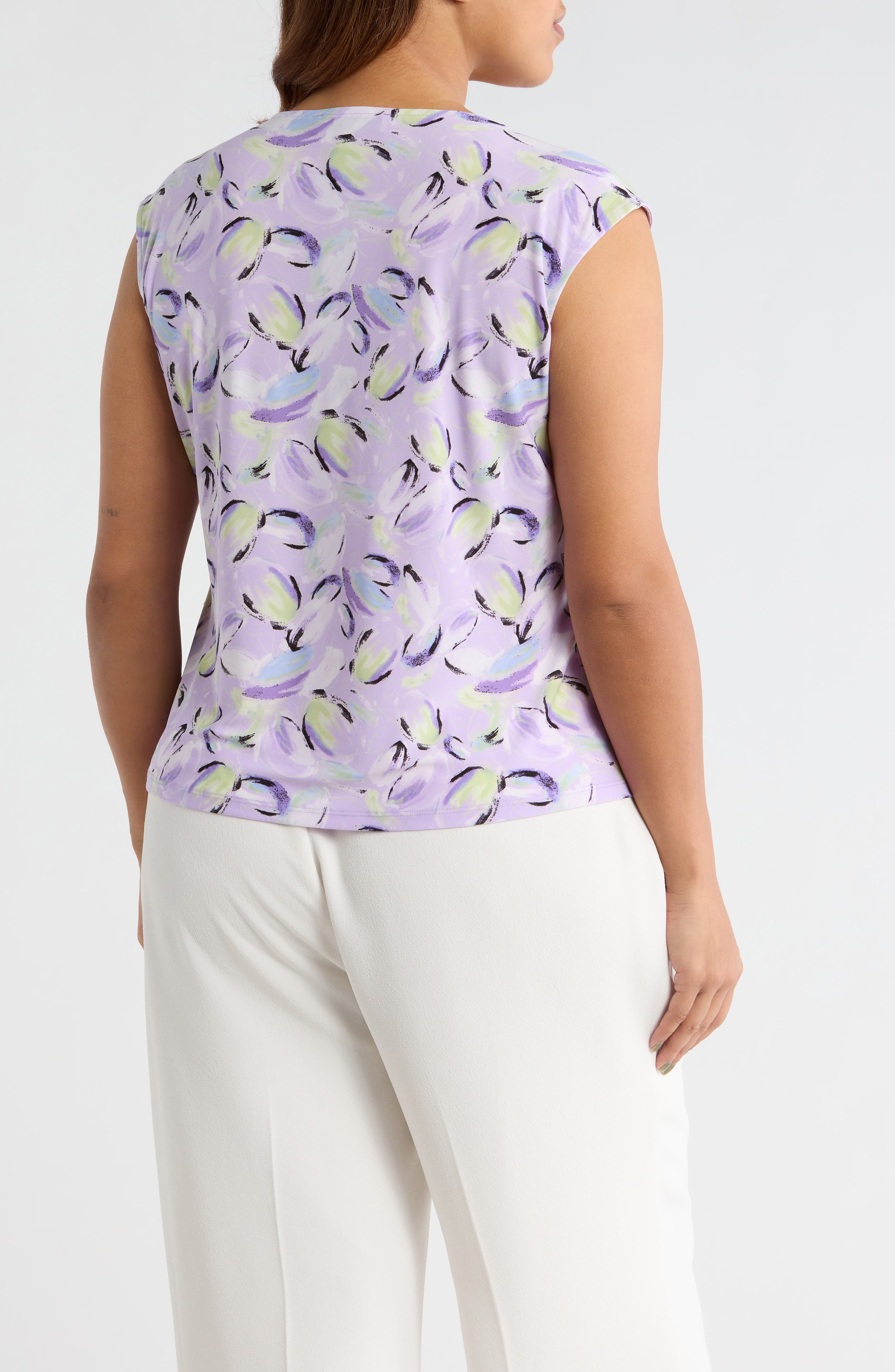 Print Cap Sleeve Top - image 2