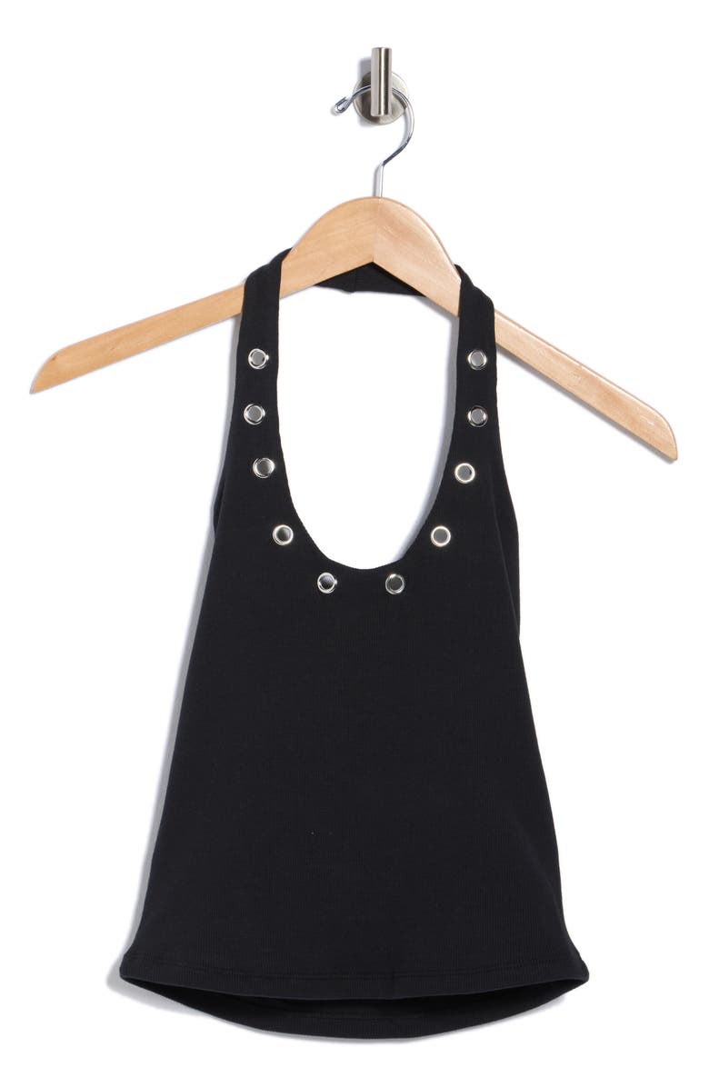 Vigoss Grommet Halter Top, Alternate, color, Black