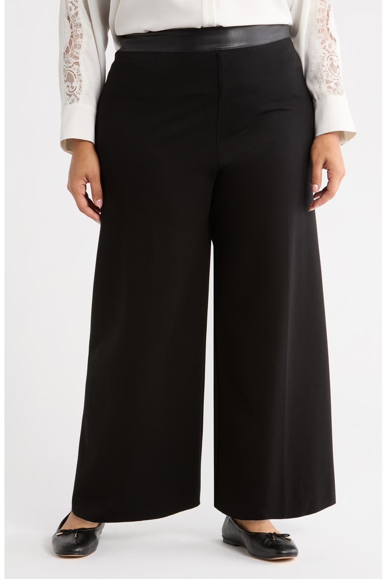 Denver High Waist Ankle Wide Leg Ponte Pants, Main, color, BLACK