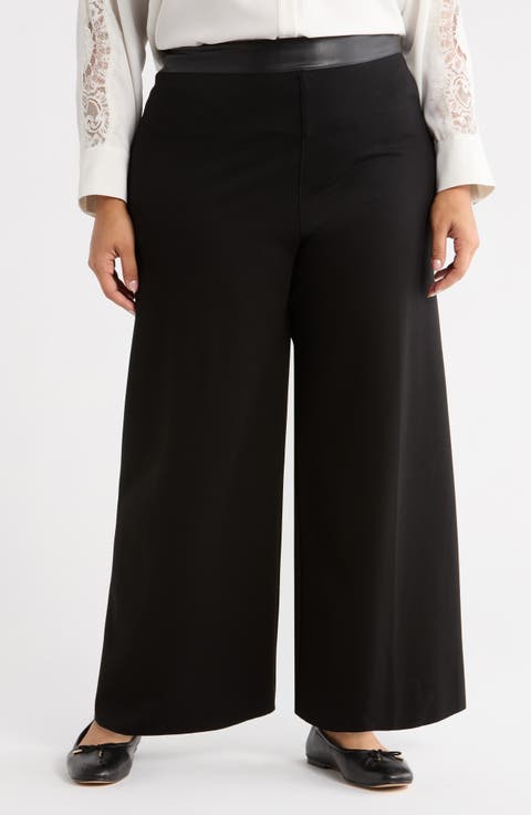 Denver High Waist Ankle Wide Leg Ponte Pants (Plus)