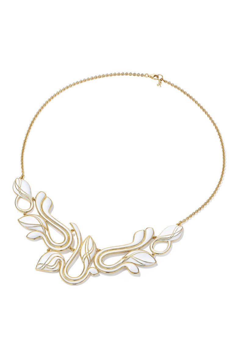 18K Gold Vermeil Enamel Collar Necklace, Alternate, color, GOLD