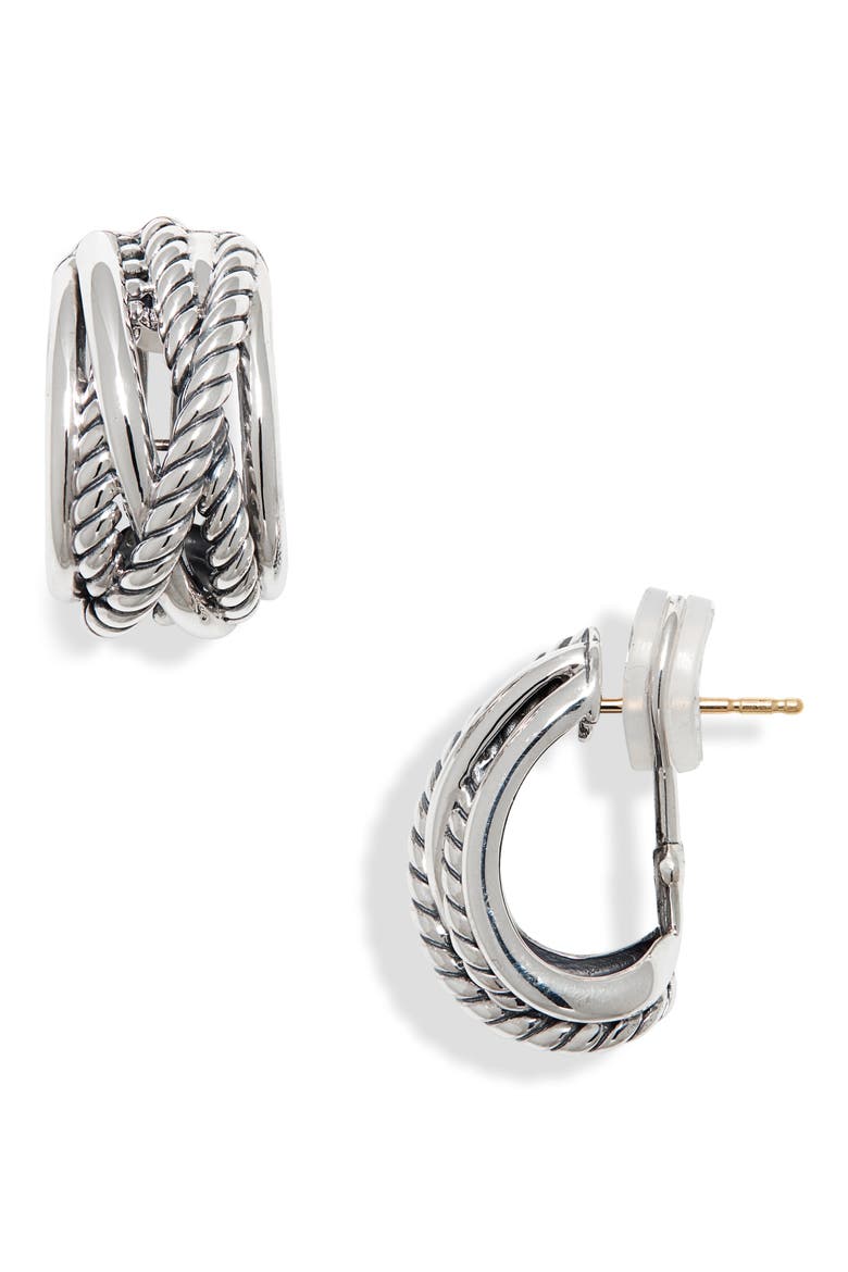 Crossover Earrings, Alternate, color, SILVER