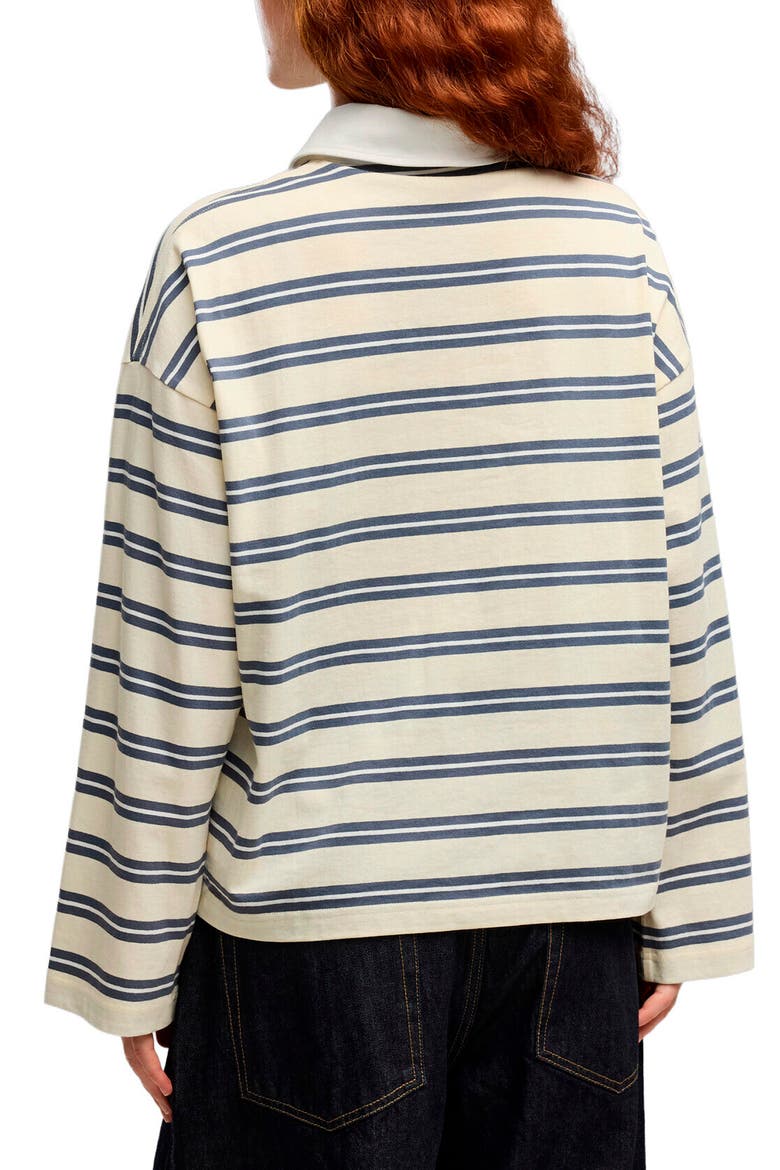 Elevated No. 1 Logo Striped Cotton Polo, Alternate, color, BUTTERCREAM-STRIPED