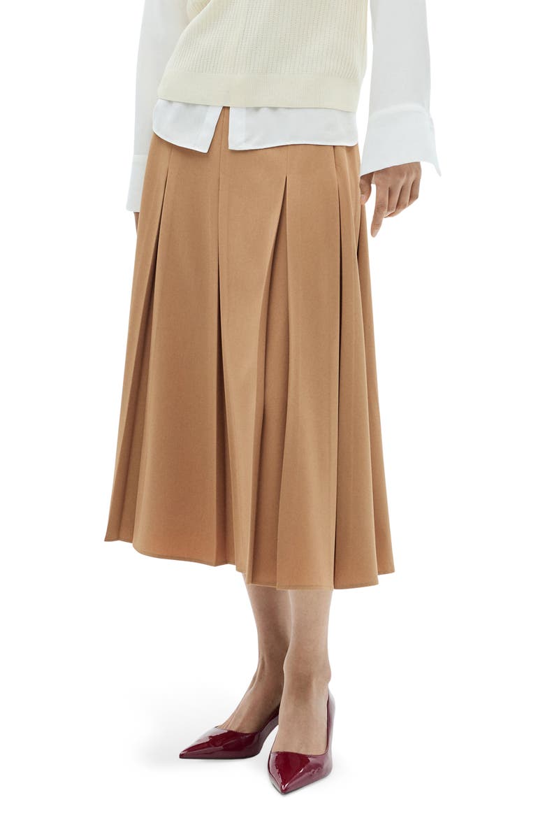 Godet Midi Skirt, Main, color, MEDIUM BROWN