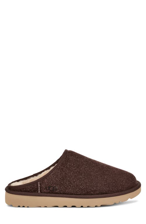 Ugg Mens Classic Shaggy Suede Slippers Dark Brow In Brown