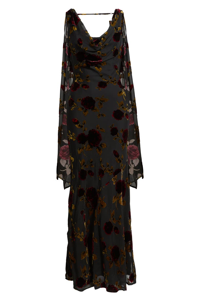 Archer Scarf Sleeveless Gown, Alternate, color, BLACK MULTI
