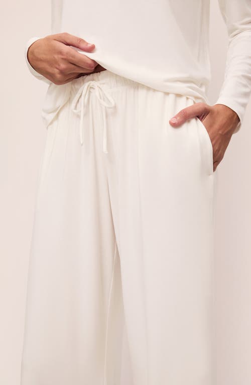 Eberjey Cozy Time Drawstring Wide Leg Pants In Ivory