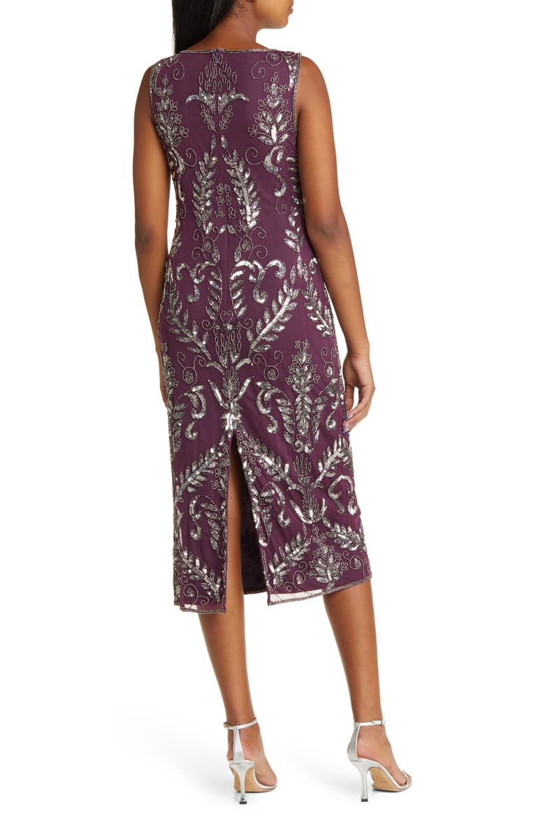 Embellished Midi Cocktail Dress, Alternate, color, PLUM