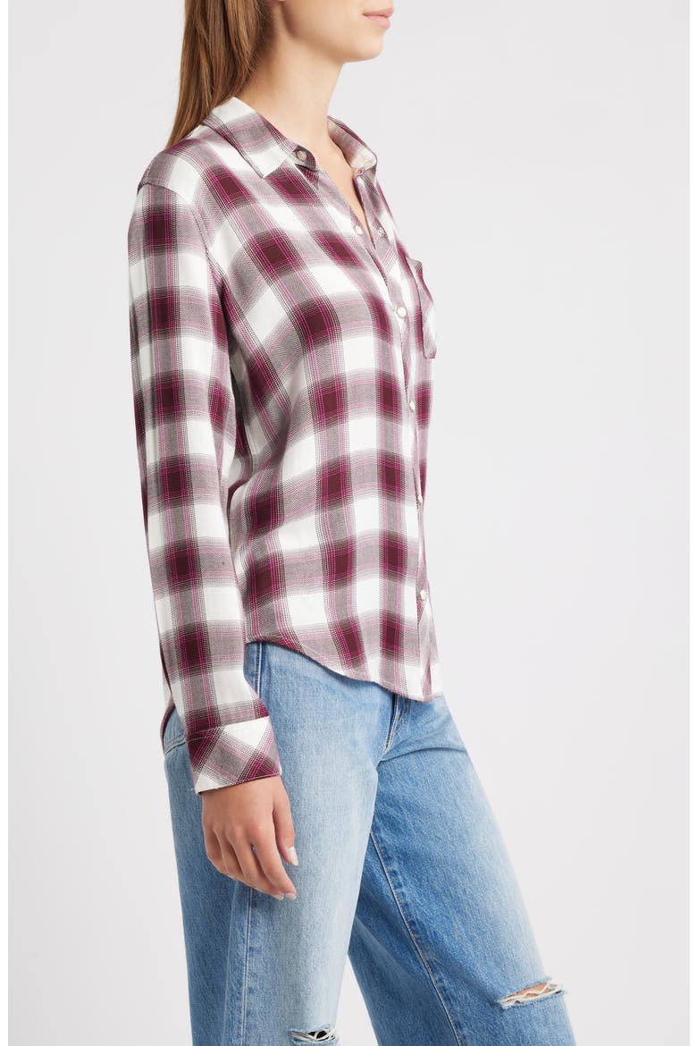 Hunter Plaid Button-Up Shirt, Alternate, color, RASBERRY WINE
