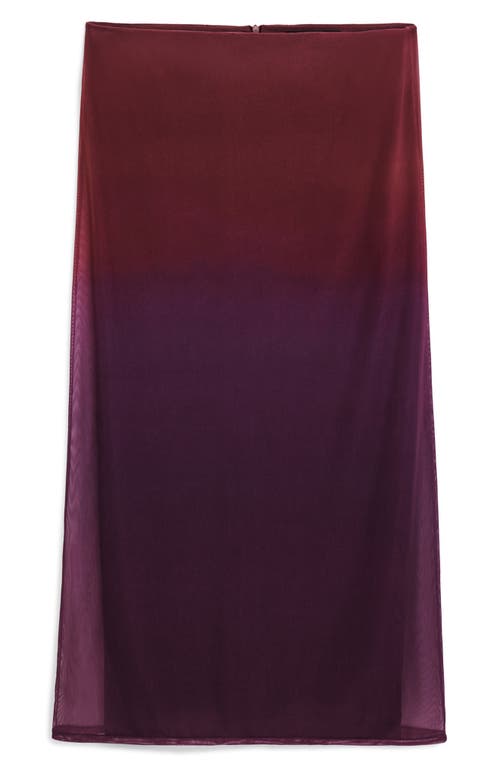 Desigual Ribbo Ombré Midi Skirt In Burgundy