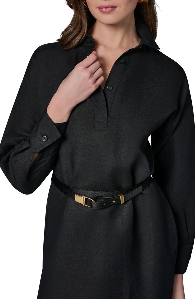 DONNA KARAN WEEKEND Belted Long Sleeve Polo Dress, Alternate, color, Black - Blk