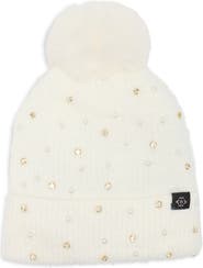 Nanette Lepore Star Embellished Faux Fur Pom Beanie
