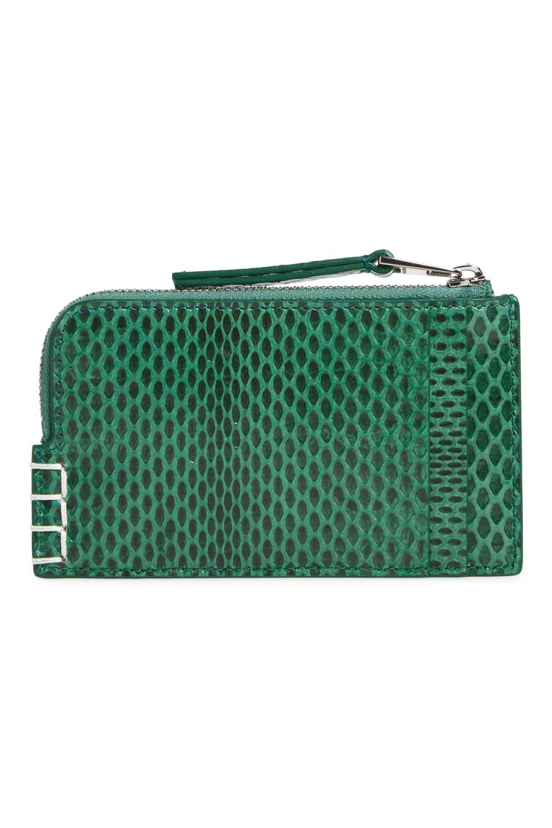Loafer Genuine Snakeskin Wallet, Alternate, color, GREEN 500