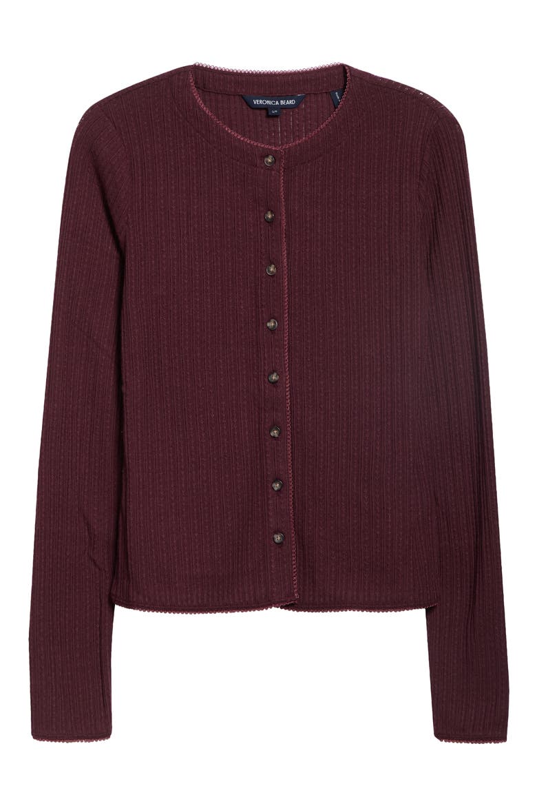 Lira Picot Edge Cardigan, Main, color, BURGUNDY