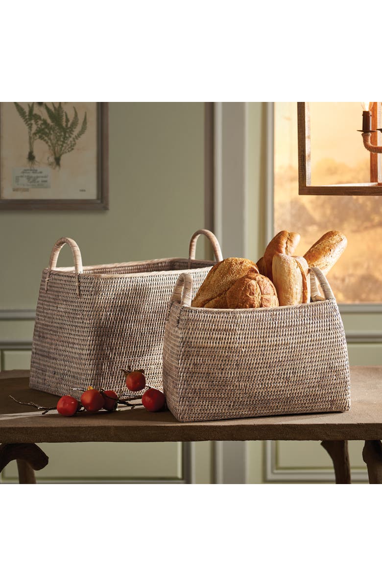 Napa Home & Garden Burma Rattan Narrow Magazine Baskets Set of 2, Alternate, color, Beige
