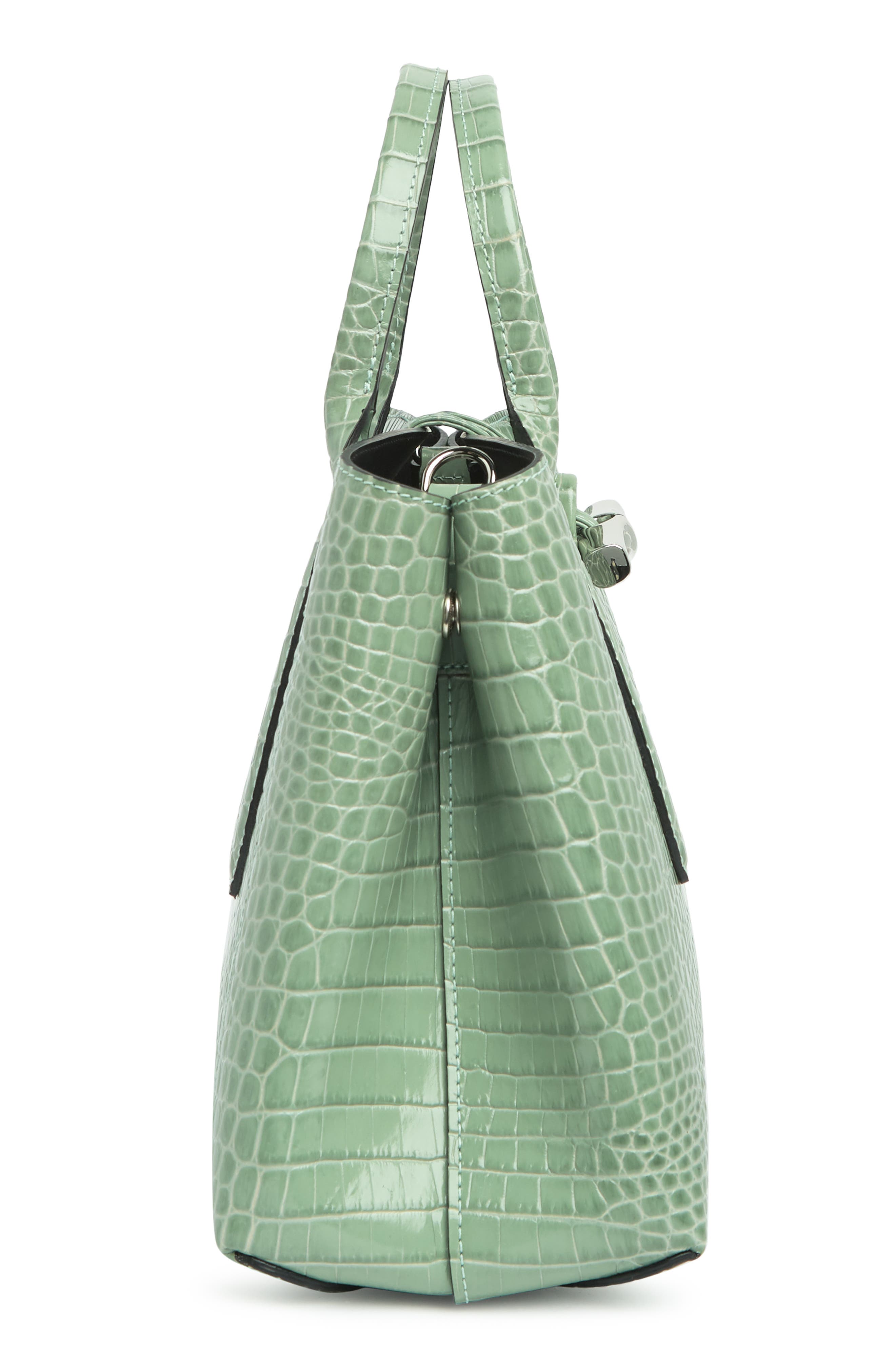Longchamp Croc Embossed Leather Tote Bag, Alternate, color, 