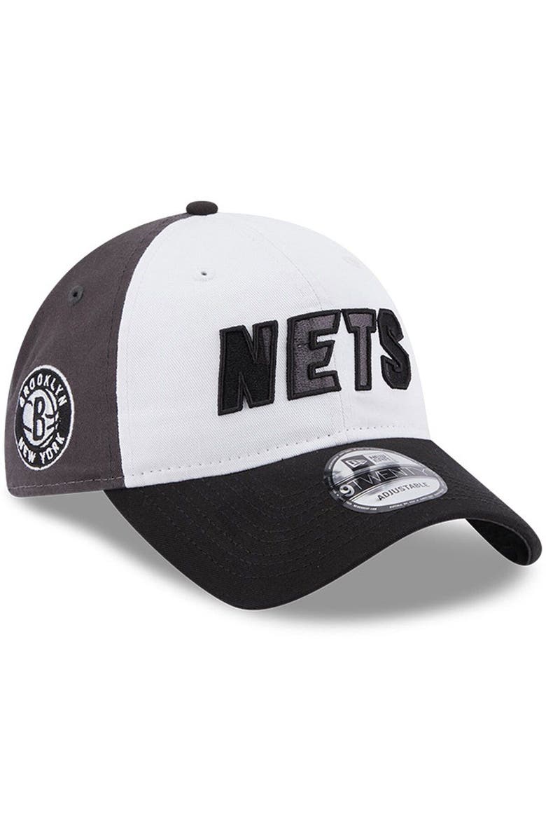 New Era Men's New Era  White/Black Brooklyn Nets Back Half 9TWENTY Adjustable Hat, Main, color, 