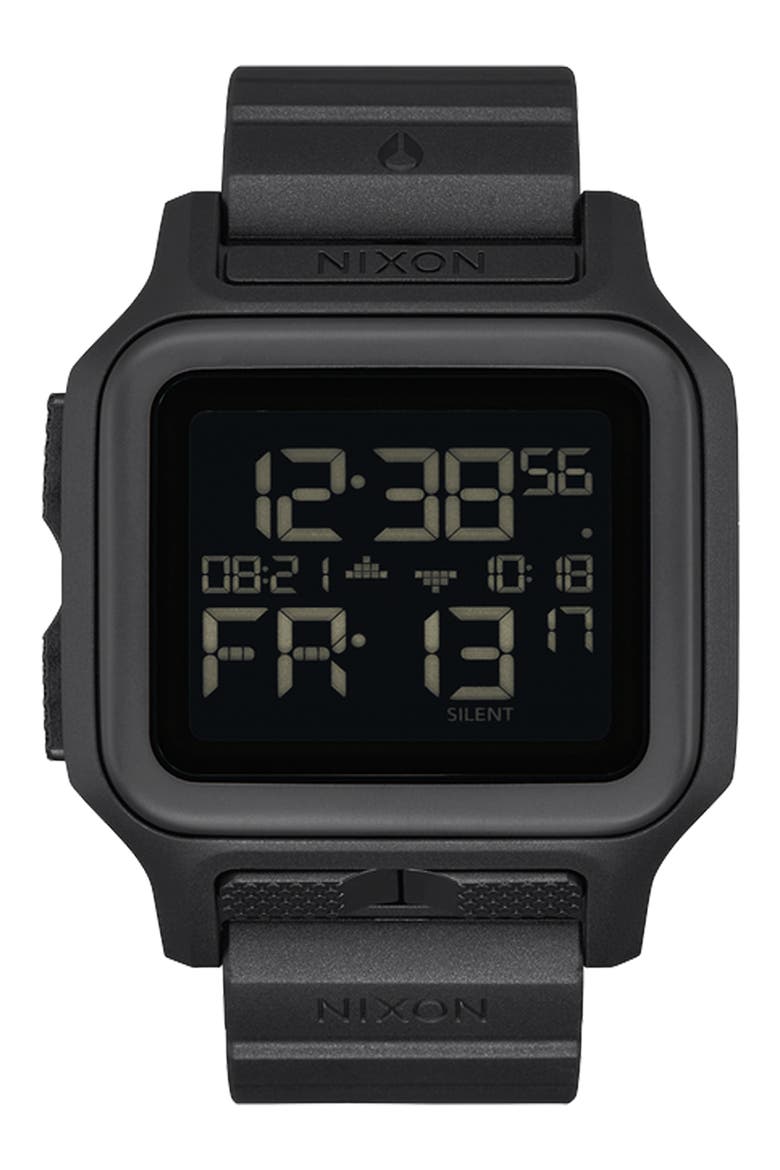 Regulus MK-1 Digital Rubber Strap Watch, 44.5mm, Main, color, ALL BLACK