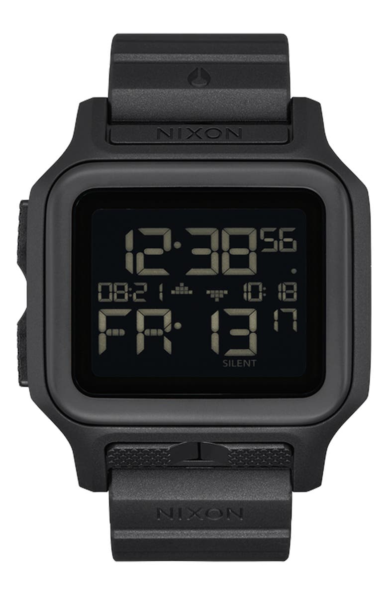 Nixon Regulus MK-1 Digital Rubber Strap Watch, 44.5mm, Main, color, All Black