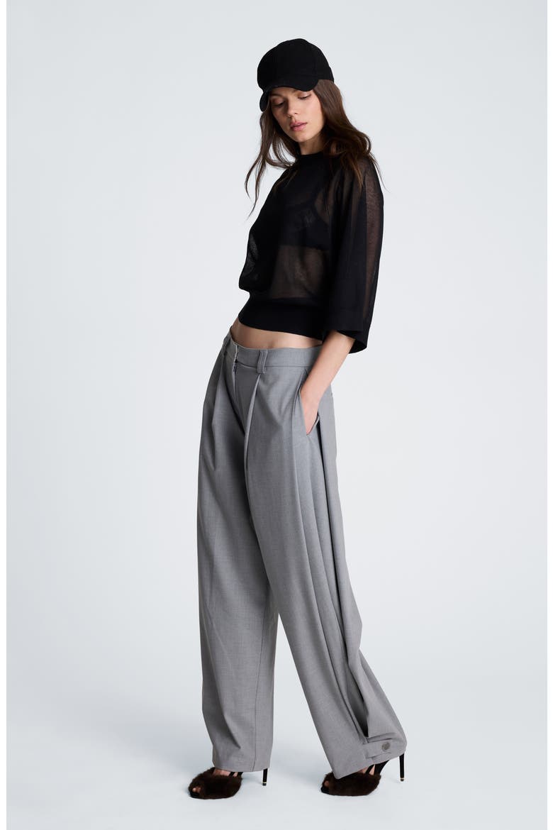 High Waist Wide Leg Trousers, Alternate, color, LIGHT FOG HEATHER