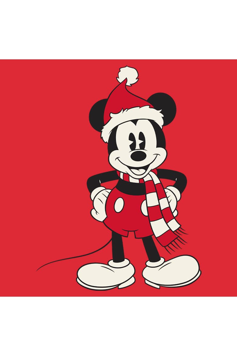 Men's Christmas Santa Hat Mickey Short Sleeve Graphic T-Shirt, Alternate, color, Red Heather