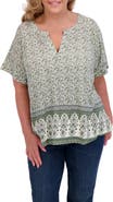 Lucky Brand Persian Carpet Print Short Sleeve Top