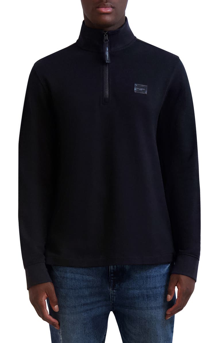 KARL LAGERFELD PARIS Textured Quarter Zip Pullover, Main, color,
