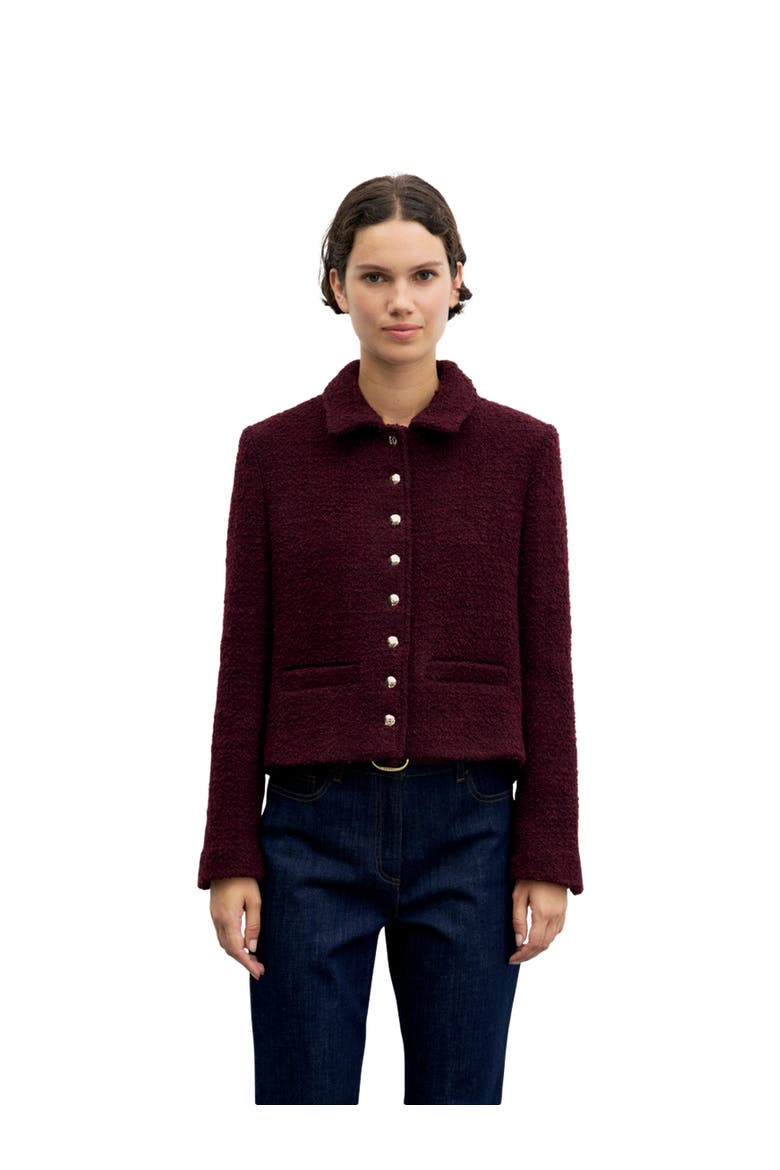 Cropped Long Sleeve Jacket, Main, color, Wine