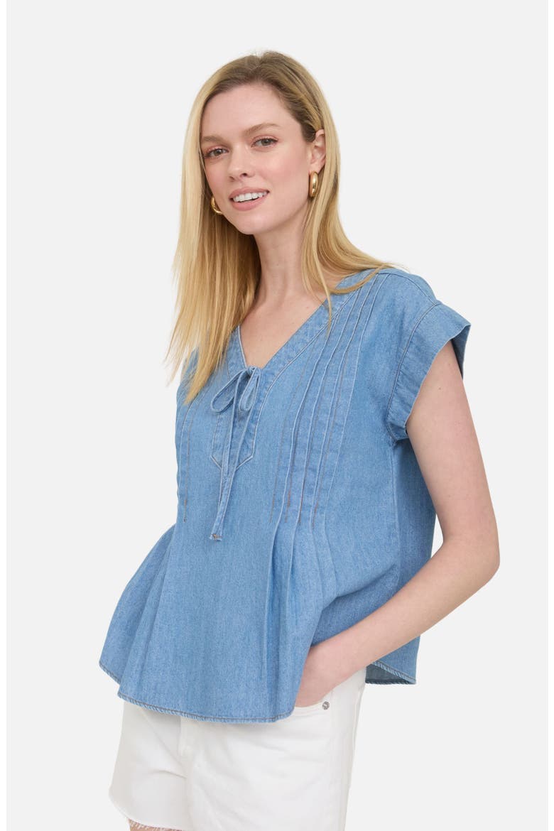 Pleated Chambray Top, Alternate, color, CHAMBRAY
