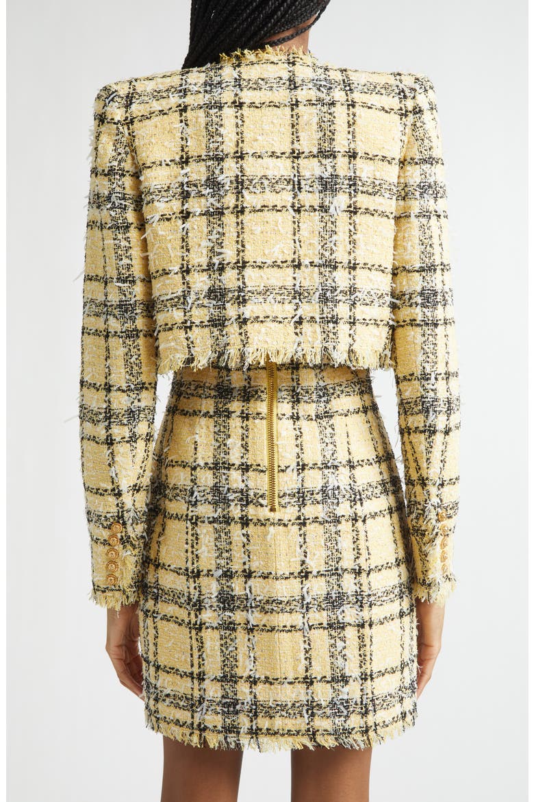 Glitter Plaid Tweed Crop Jacket, Alternate, color, MULTI YELLOW