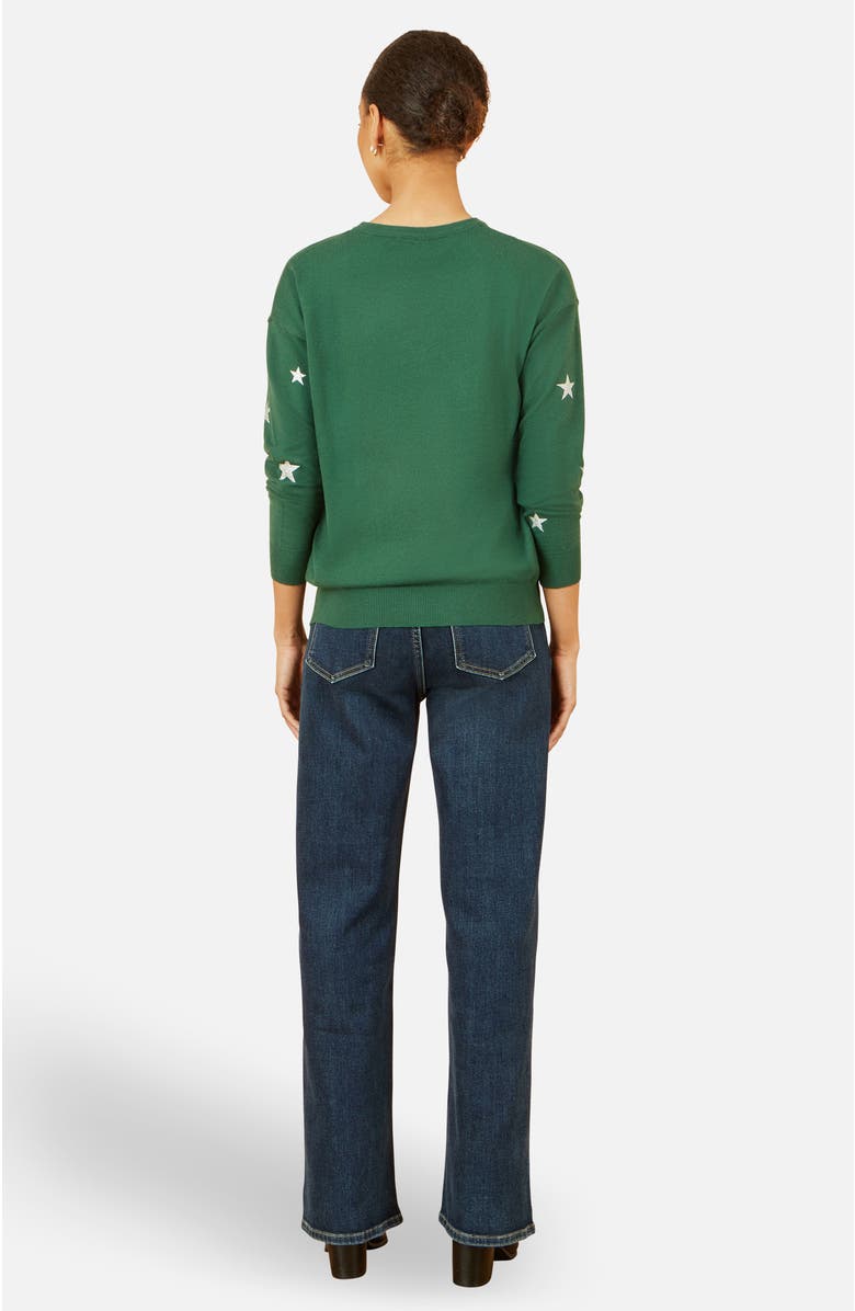Yumi Foil Star Print Relaxed Fit Sweater, Alternate, color, Green