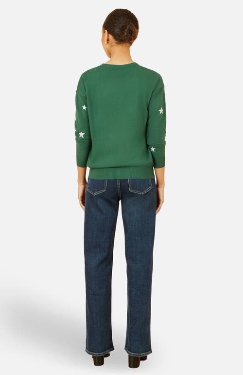 Yumi Foil Star Print Relaxed Fit Sweater In Green